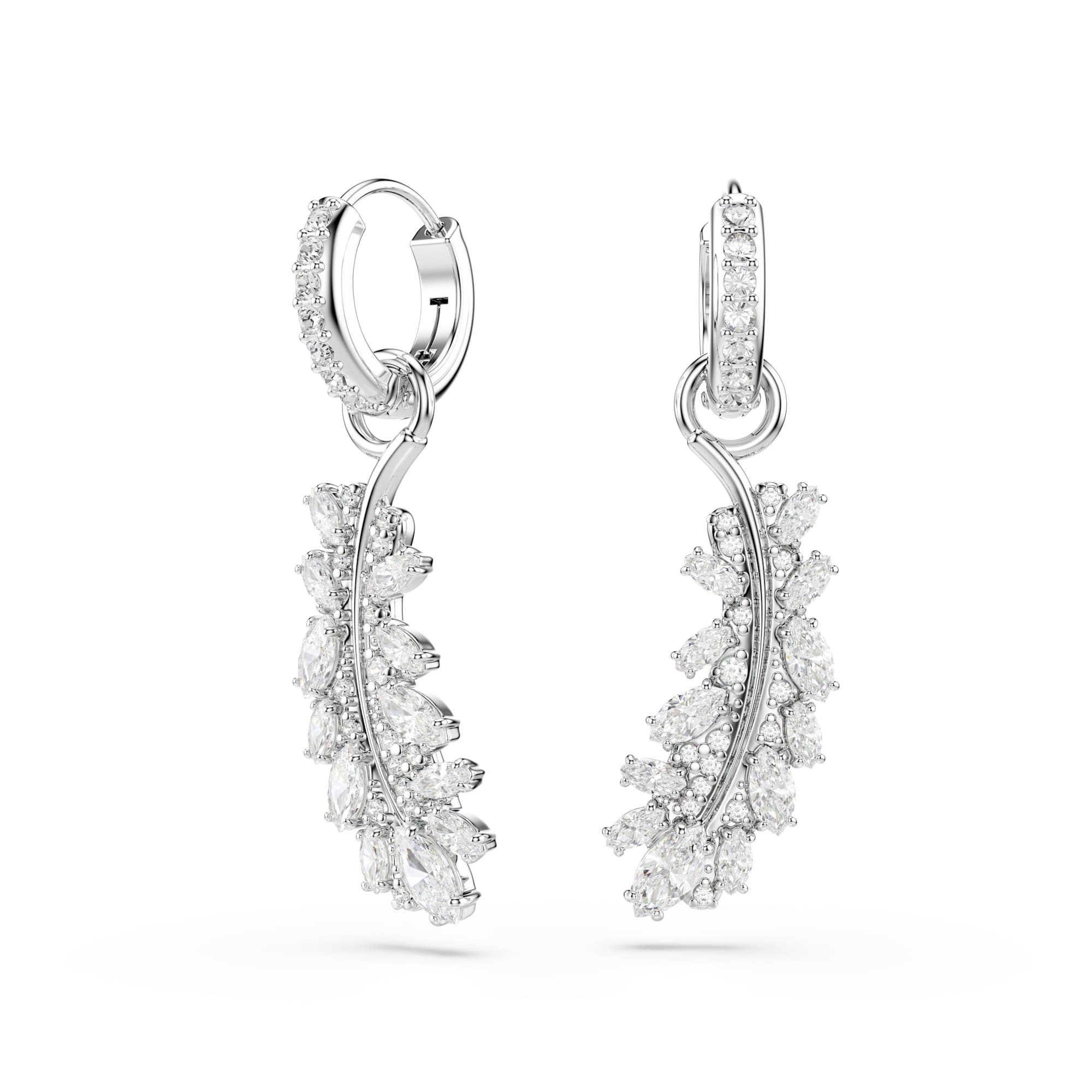 Swarovski Vienna Feather Hoop Drop Earrings 5754272