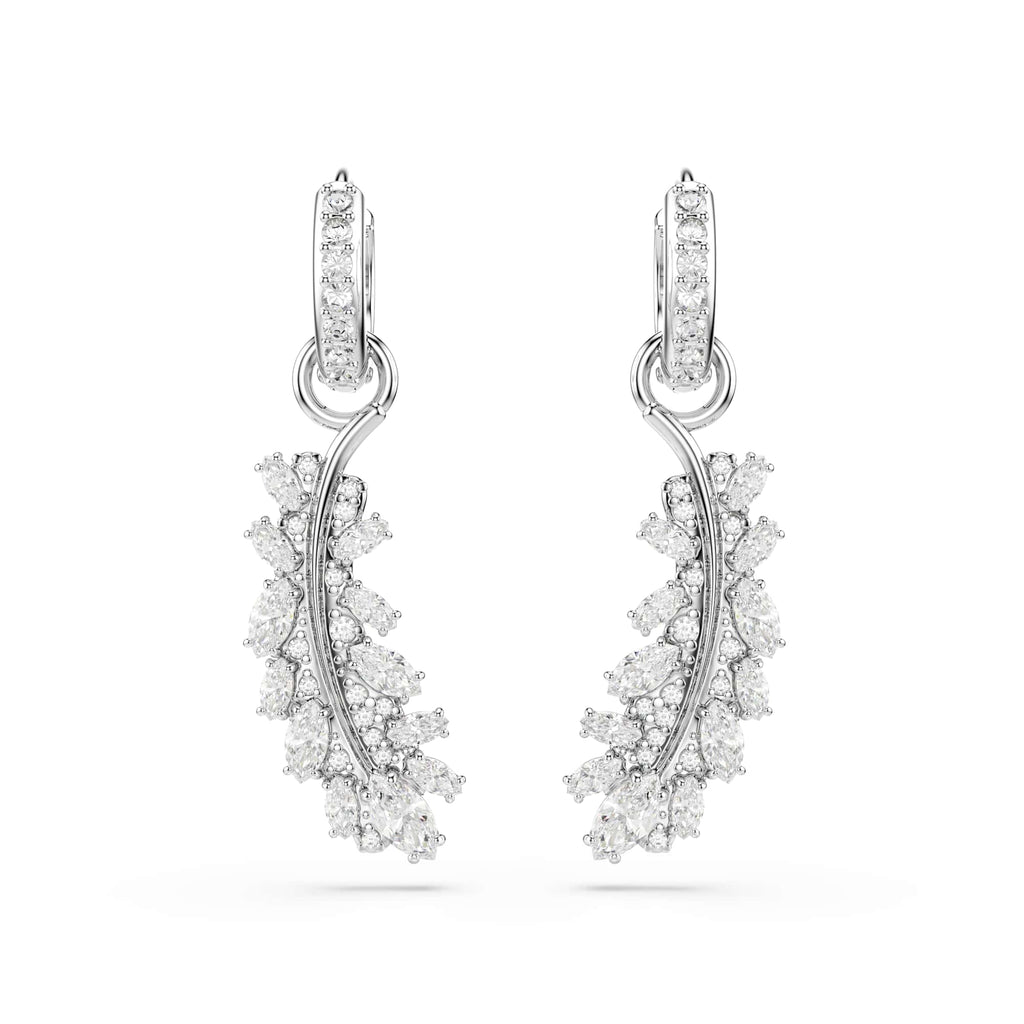 Swarovski Vienna Feather Hoop Drop Earrings 5754272