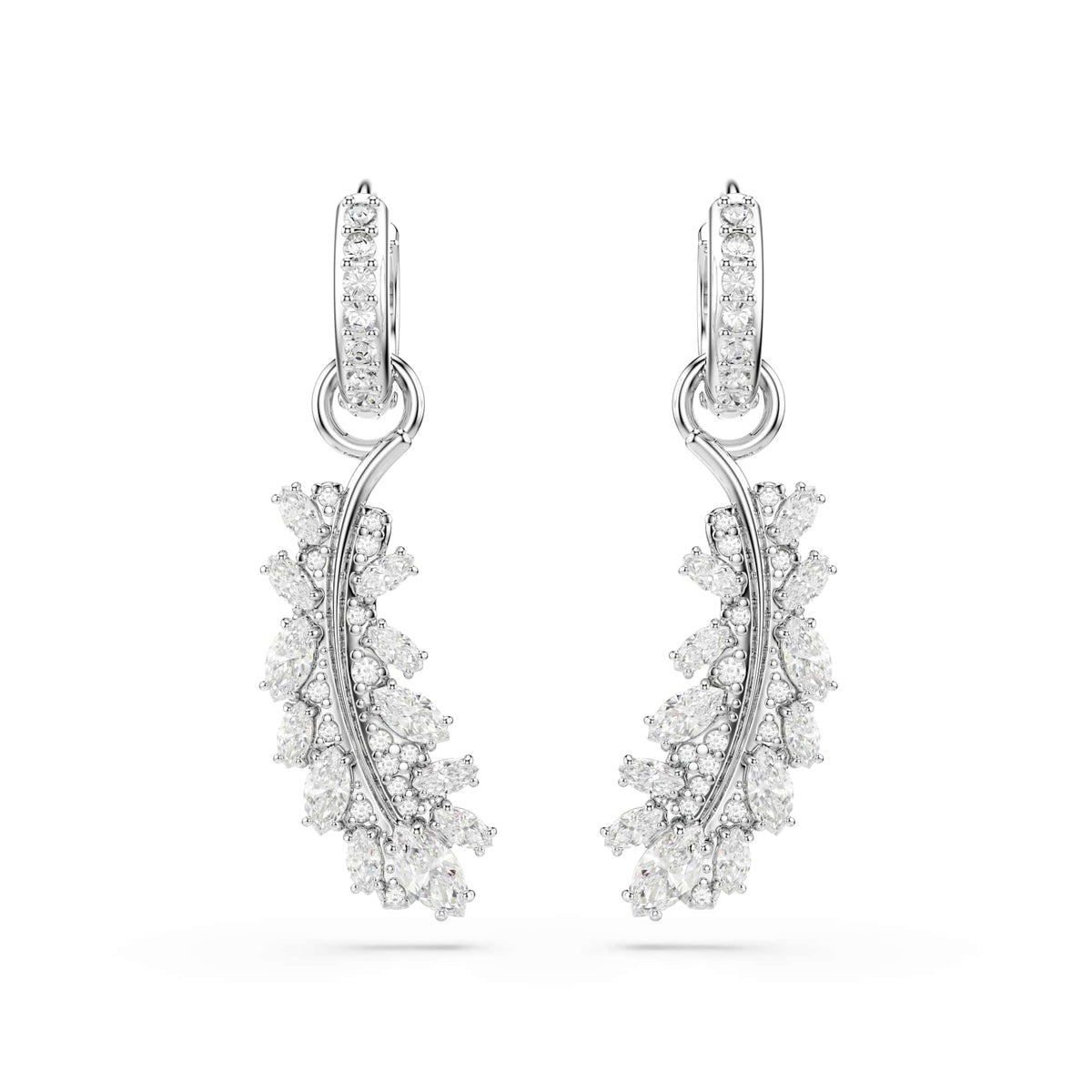 Swarovski Vienna Feather Hoop Drop Earrings 5754272