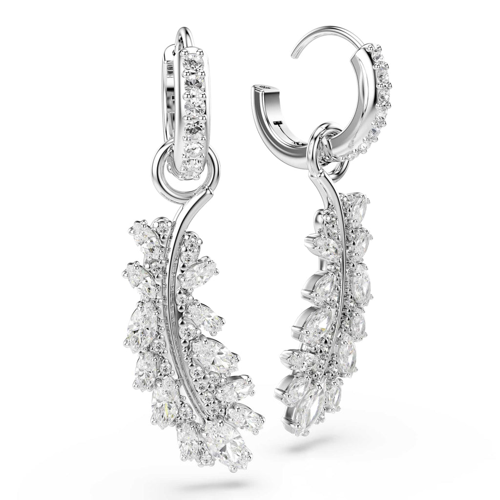 Swarovski Vienna Feather Hoop Drop Earrings 5754272