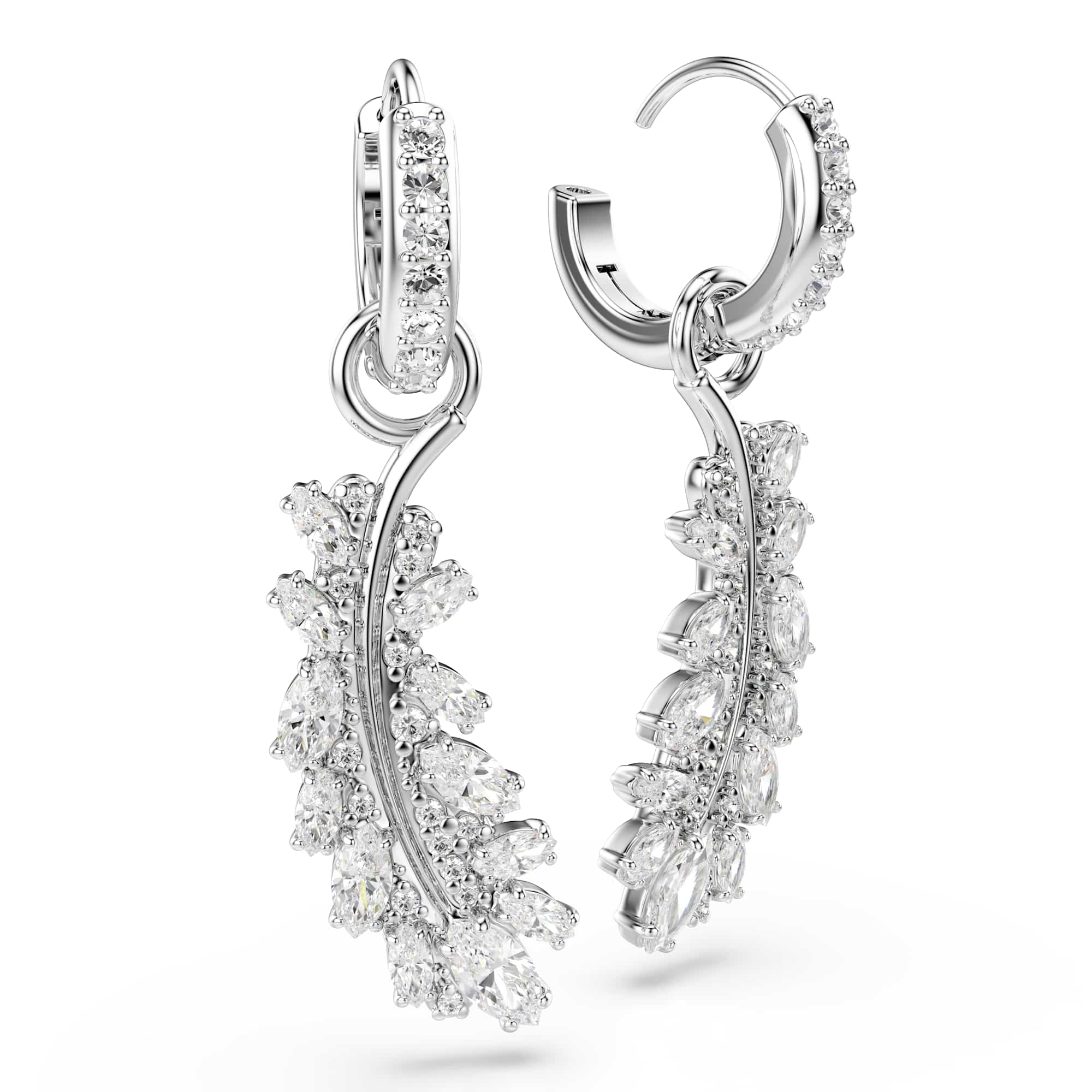 Swarovski Vienna Feather Hoop Drop Earrings 5754272