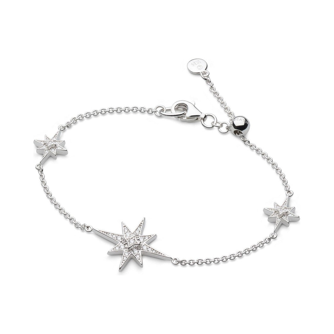 Silver bracelet with star charms.
