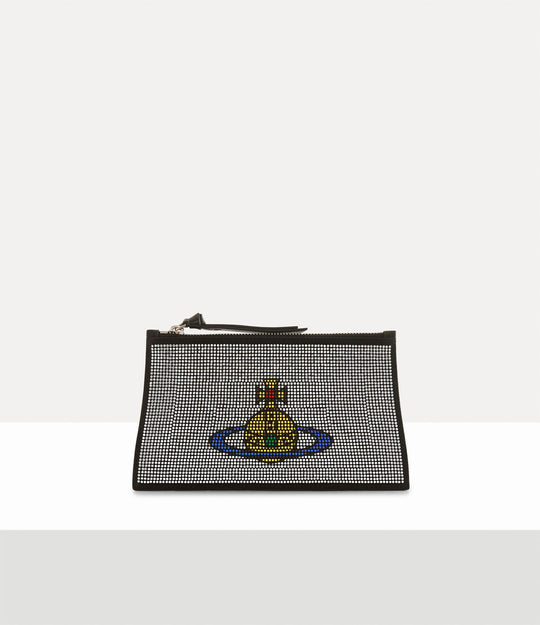 Womens Vivienne Westwood Small Flat Zip Clutch Silver Handbag