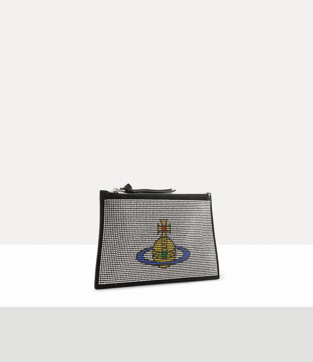 Womens Vivienne Westwood Small Flat Zip Clutch Silver Handbag — view 4