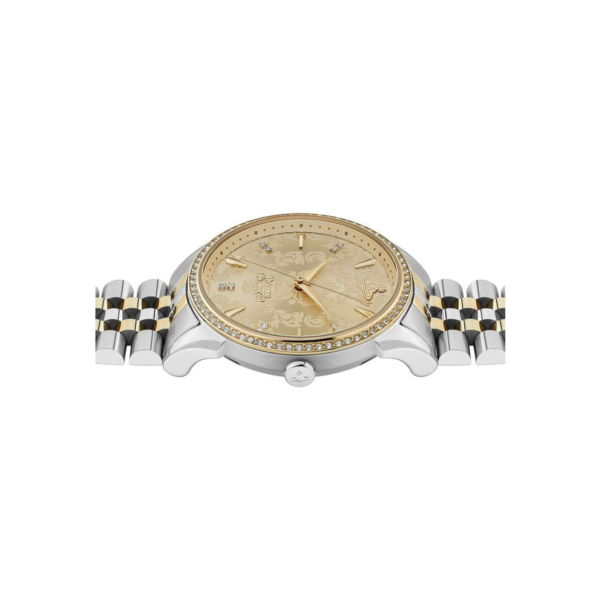 The Vivienne Westwood Wallace Gold Dial Bracelet Watch, a gold-plated stainless steel watch from Vivienne Westwood, OD’s Jewellers St Helens