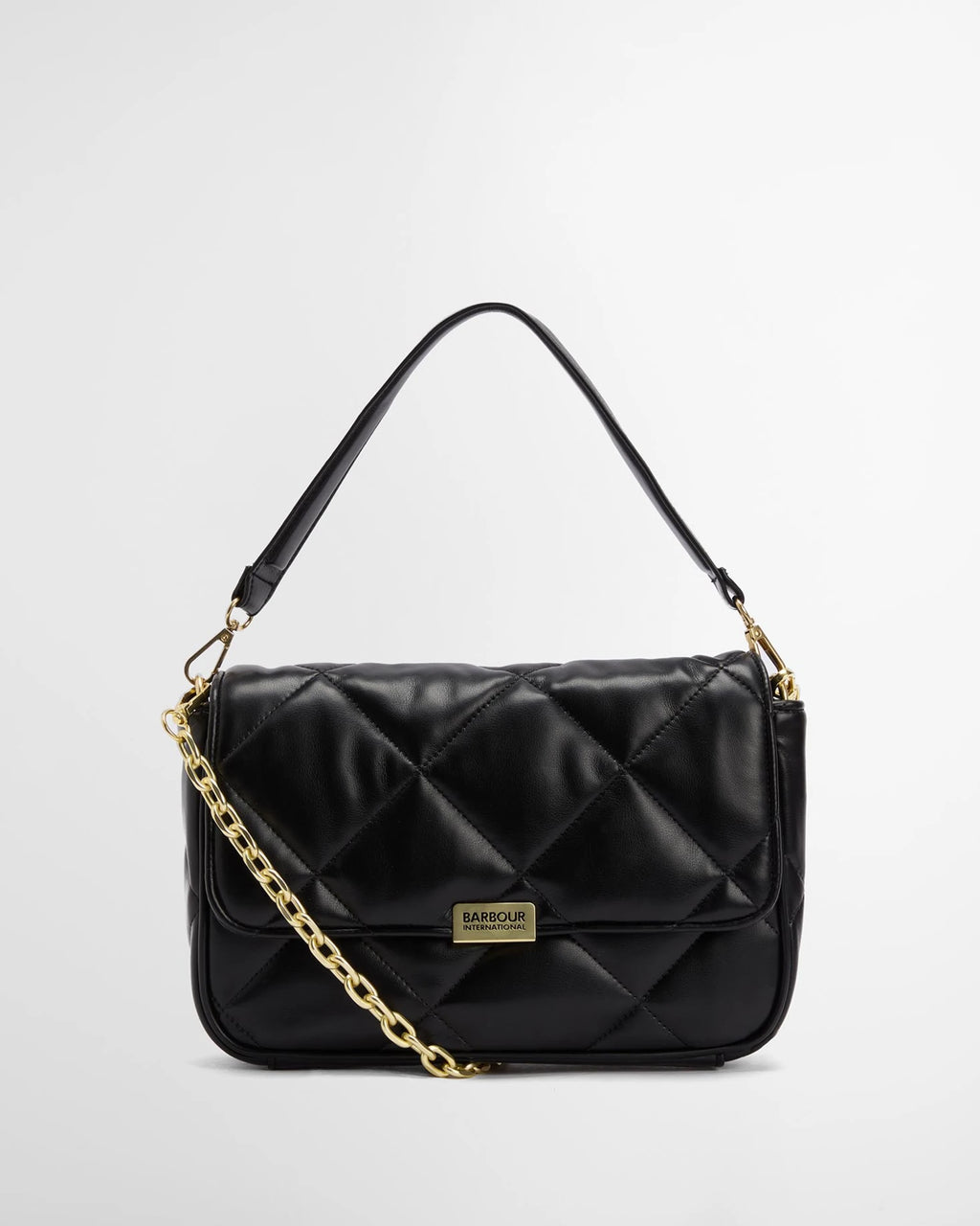 Women's Barbour International Soft Quilted Shoulder Bag in Black — view 2