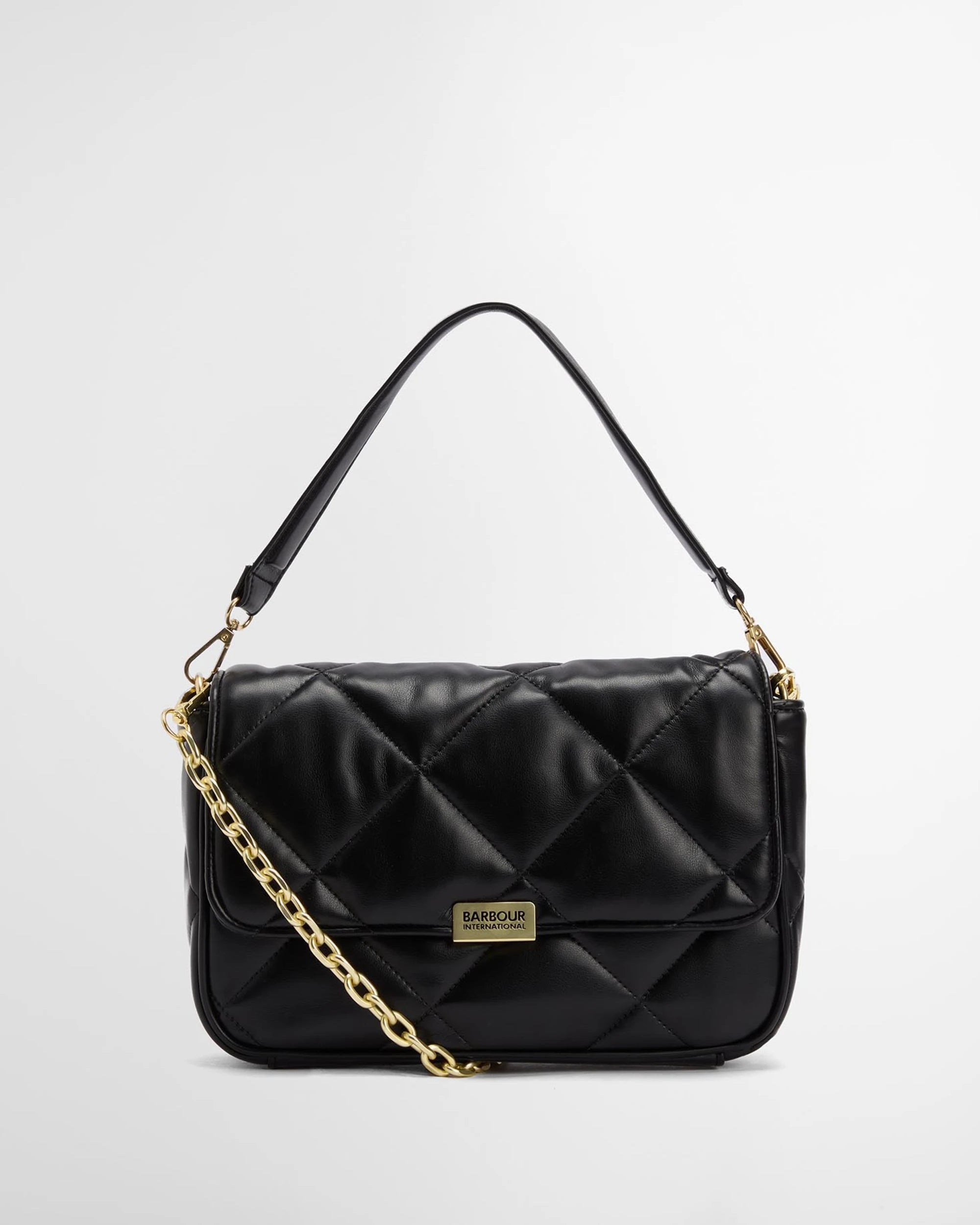 Women's Barbour International Soft Quilted Shoulder Bag in Black — view 2