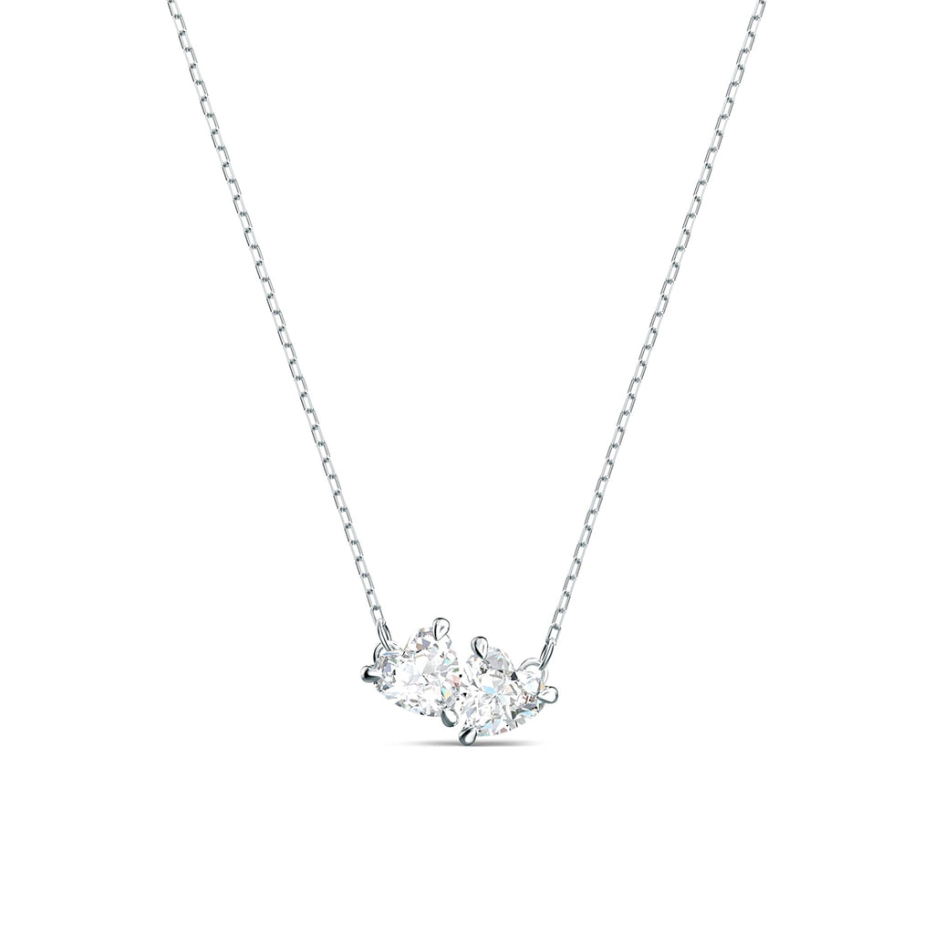 Swarovski Attract Soul Necklace, silver metal necklace with two clear stones, from Swarovski, OD’s Jewellers, St Helens.