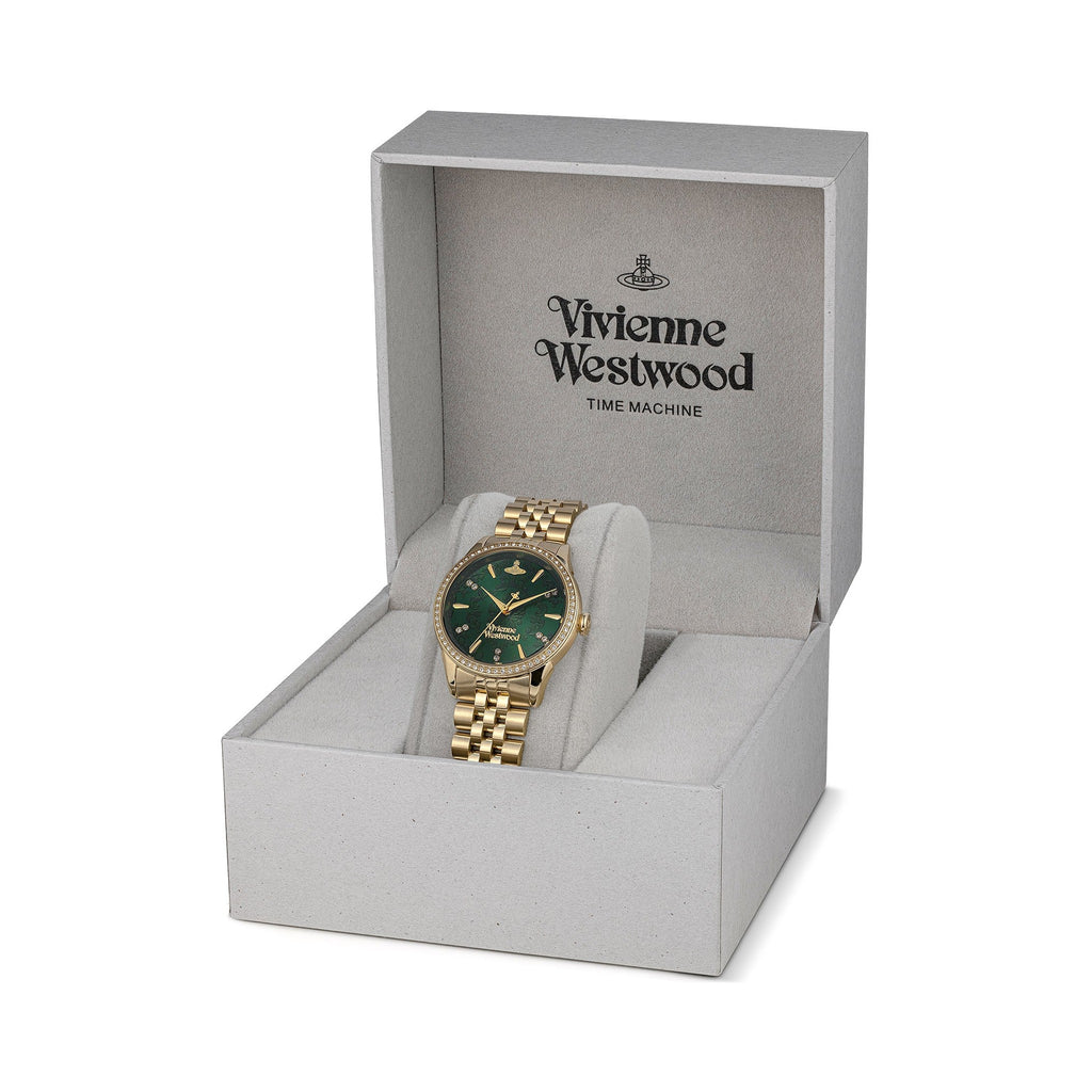 Womens Vivienne Westwood gold plated Wallace watch in presentation box