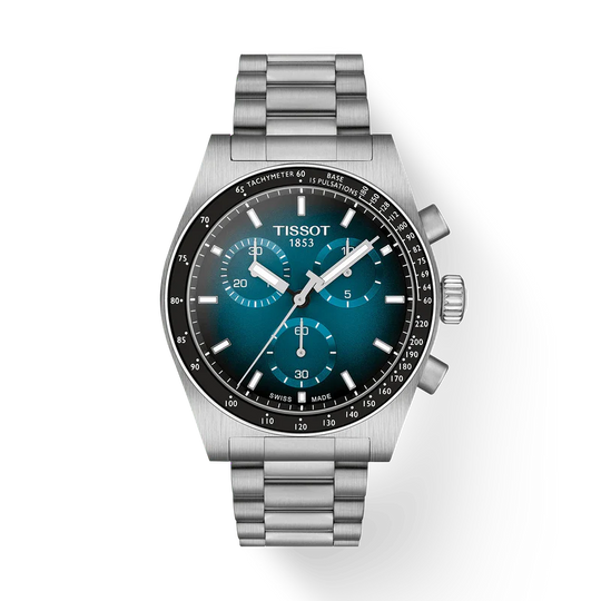 Tissot Mens PR516 Blue/Black Graded Chronograph Dial Bracelet Watch T1494171104101