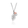 Sterling silver Clogau Royal Oak Leaf pendant with rose gold acorn charm, showcasing nature-inspired fine jewelry detail.