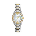 Citizen Eco Drive Regent watch showcasing the diamond-set bezel and mother-of-pearl dial. On-image text: "Citizen Eco-Drive,