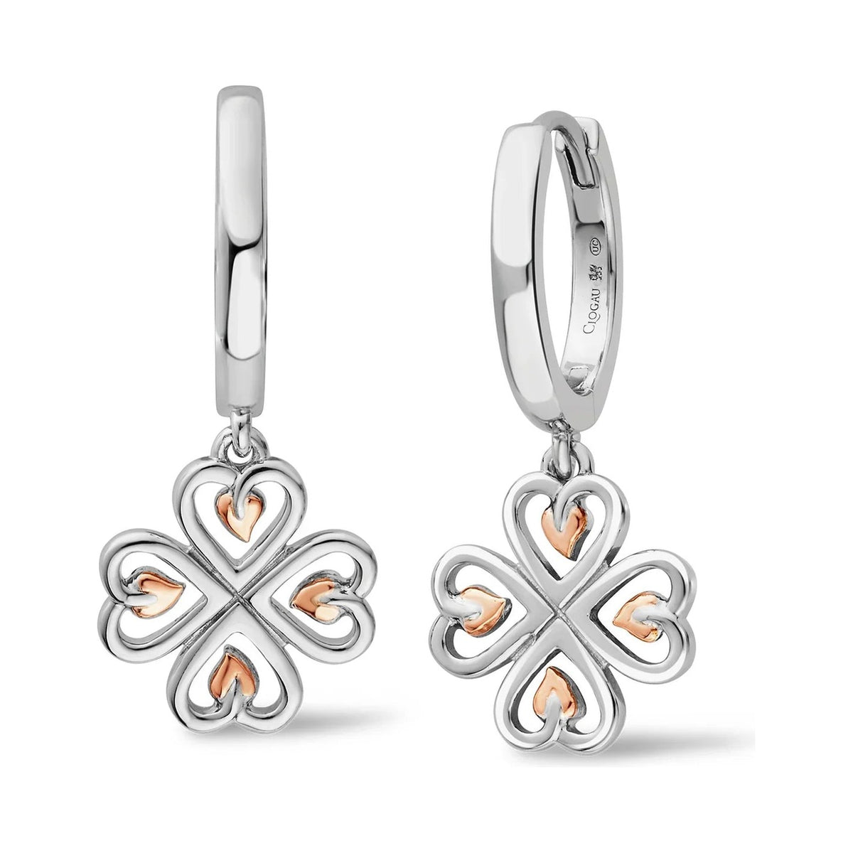 Clogau Tree Of Life Heart Drop Hoop-Earrings in Sterling Silver by Clogau