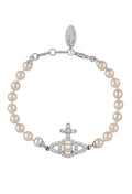 The Vivienne Westwood Cream Rose Pearl Olympia Pearl Bracelet Platinum Plated, a cream platinum-plated bracelet from Vivienne Westwood, available at OD’s Jewellers in St Helens.