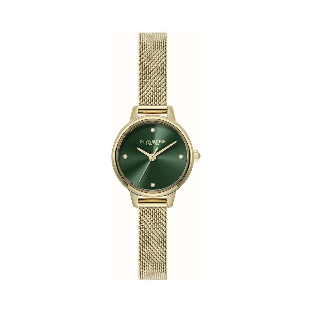 Olivia Burton Ladies Mini Classic Forset Green Dial Mesh Bracelet Watch Stainless Steel Gold Plated by Olivia Burton