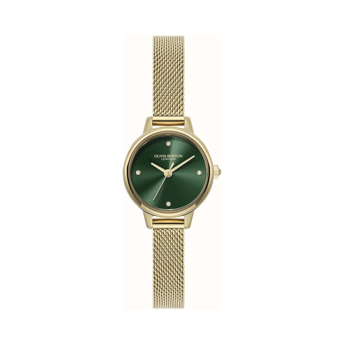Olivia Burton Ladies Mini Classic Forset Green Dial Mesh Bracelet Watch Stainless Steel Gold Plated by Olivia Burton
