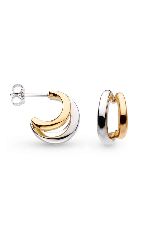 Kit Heath Bevel Cirque Link Golden Twin Hoop Earrings