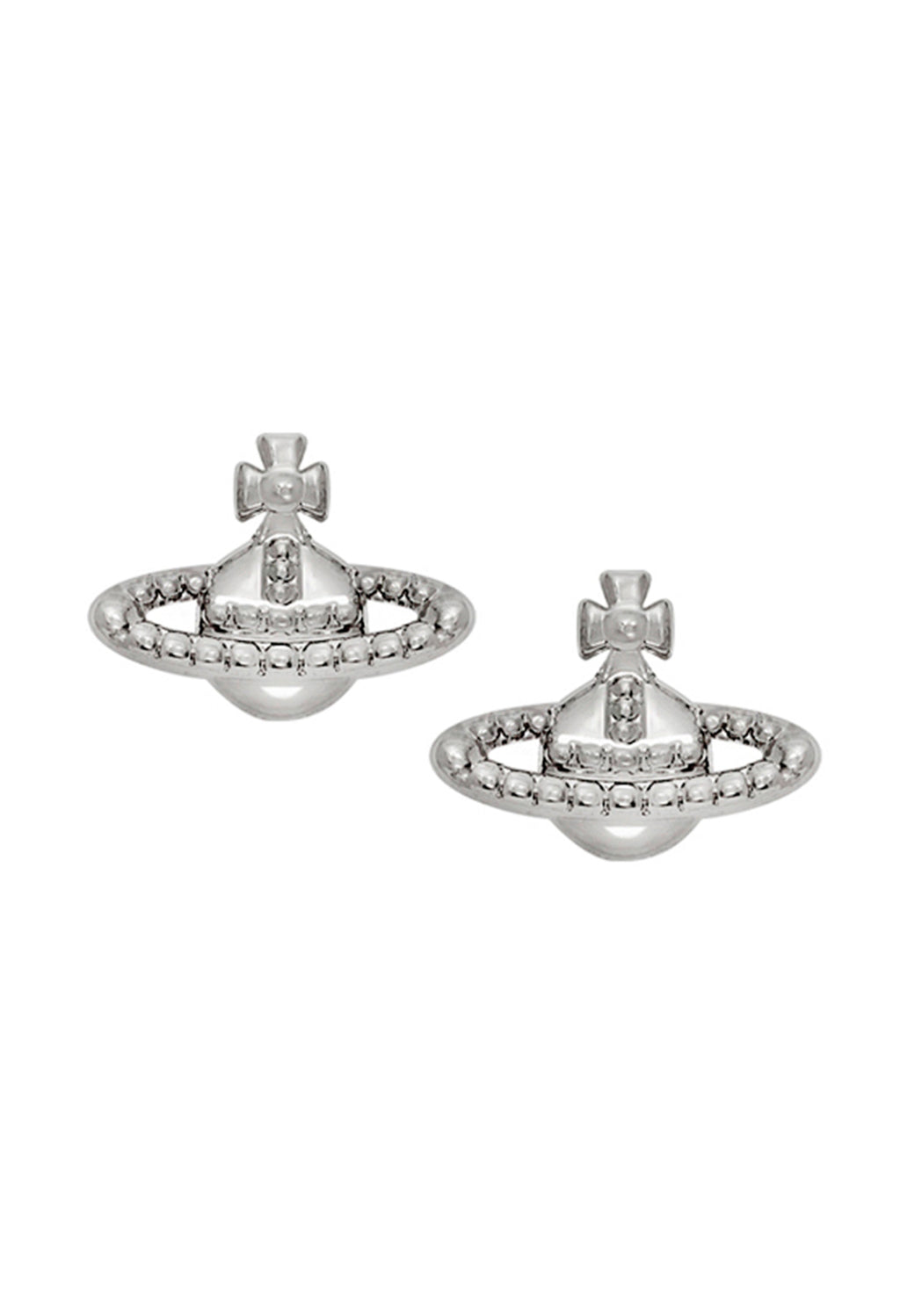 The Vivienne Westwood Farah Orb Earrings, platinum plated silver jewelry from Vivienne Westwood, at OD’s Jewellers in St Helens