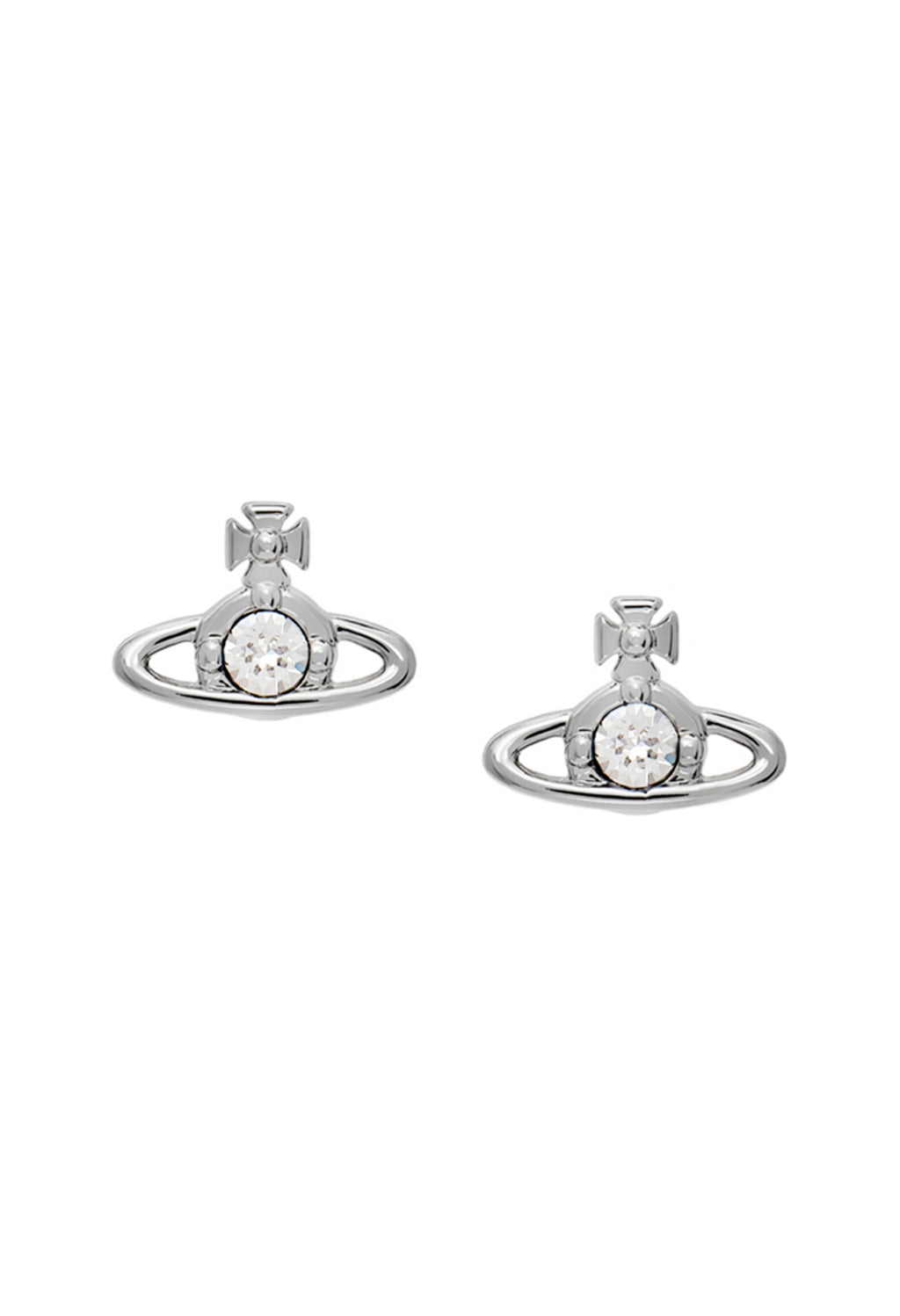 Vivienne Westwood Nano Stud Earrings, platinum plated metal jewelry from Vivienne Westwood, at OD’s Jewellers in St Helens.