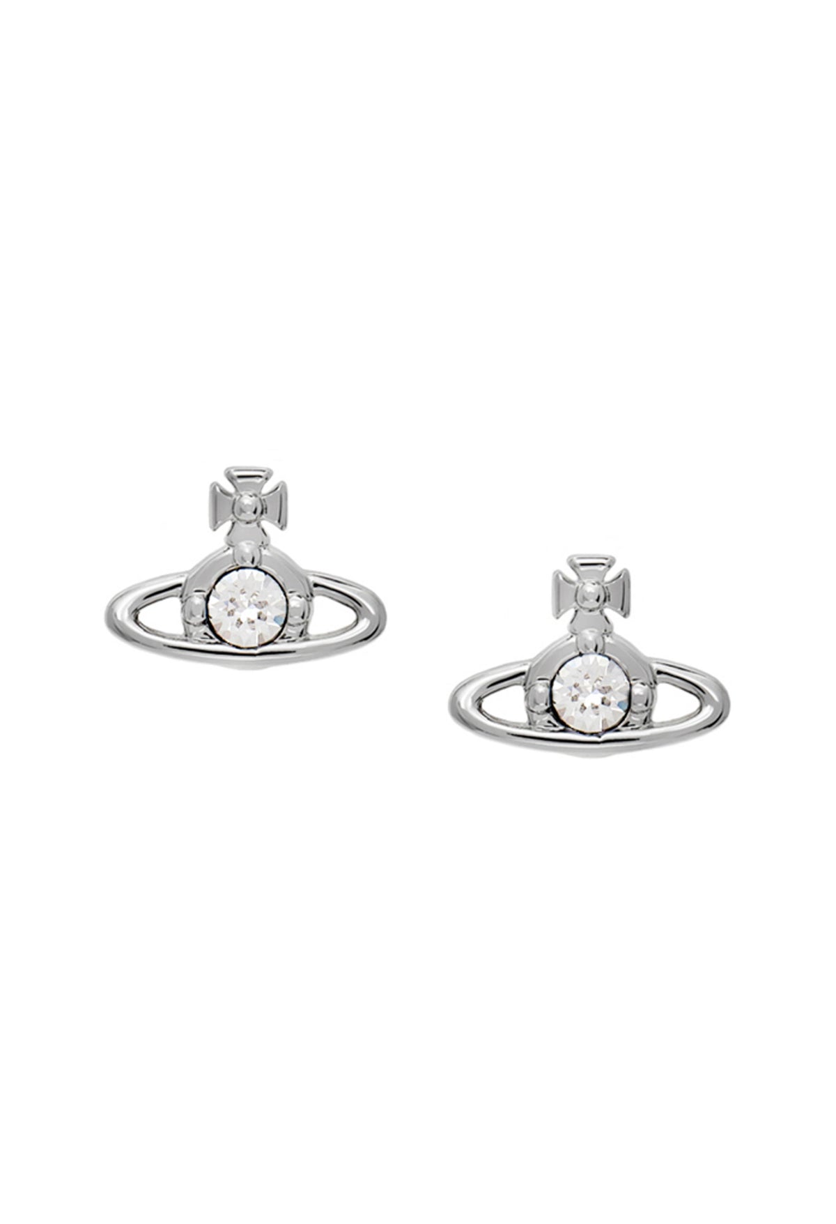 Vivienne Westwood Nano Stud Earrings, platinum plated metal jewelry from Vivienne Westwood, at OD’s Jewellers in St Helens.