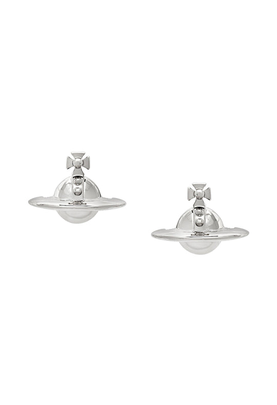 Vivienne Westwood Platinum Plated Solid Orb Earrings 62010038-02P019-CN