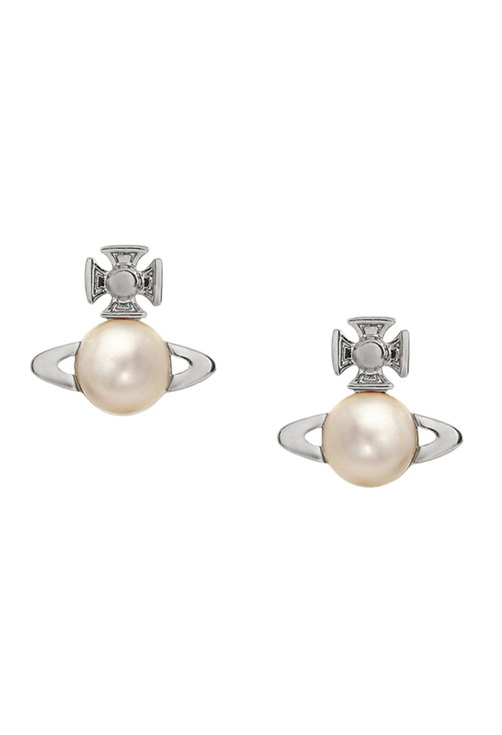 Vivienne Westwood Cream Pearl Balbina Earrings, a cream platinum-plated earrings from Vivienne Westwood, available at OD’s Jewellers in St Helens.