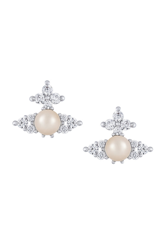 Vivienne Westwood Platinum Plated Westwood Feodora Pearl Earrings 6201034Y-02P373-SM