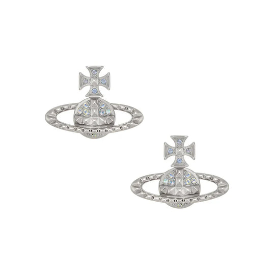 Vivienne Westwood Vitrail Light Crystal Mayfair Bas Relief Earrings Rhodium Plated