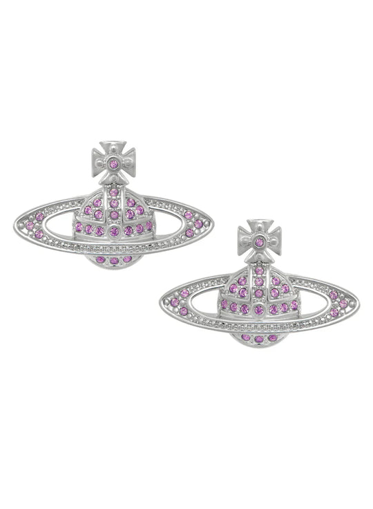 Vivienne Westwood Iris Crystal Mini Bas Relief Earrings Platinum Plated