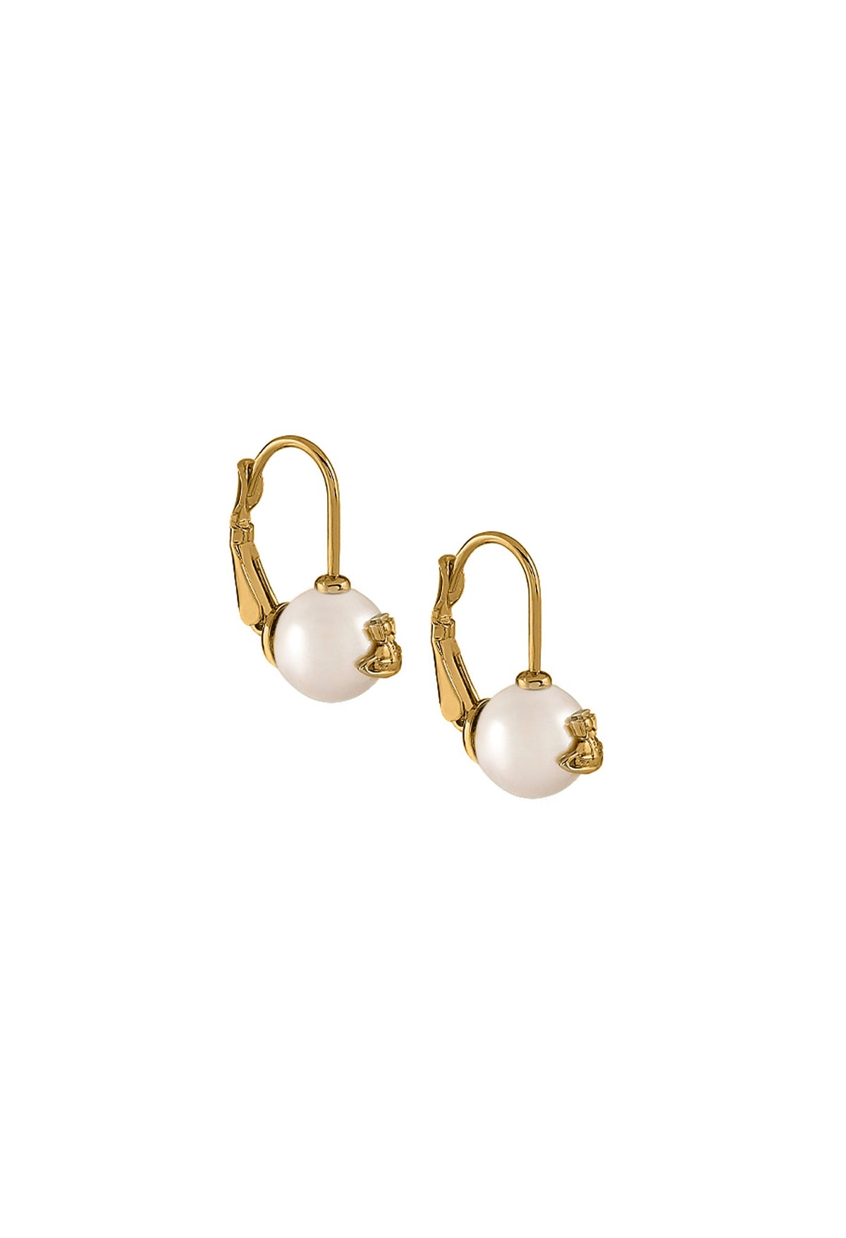 The Vivienne Westwood Cream Rose Gia Drop Earrings, a cream pearl gold-plated earrings from Vivienne Westwood, available at OD’s Jewellers in St Helens