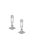 Platinum-plated Lucrece earrings with sparkling crystals. Elegant Vivienne Westwood designer jewelry.