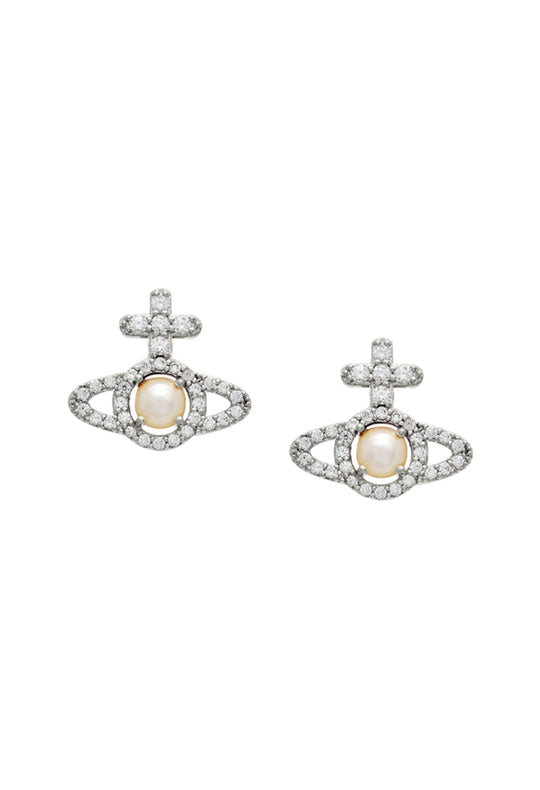 Vivienne Westwood Platinum Plated Olympia Pearl Earrings 6203007R-02P132-SM