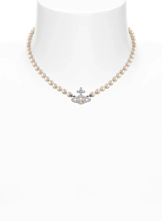 Vivienne Westwood Platinum Plated Olympia Pearl Necklace 6301011P-02P373-SM