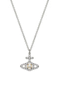 The Vivienne Westwood Olympia Pearl Pendant, a platinum-plated necklace from Vivienne Westwood, available at OD’s Jewellers in St Helens.