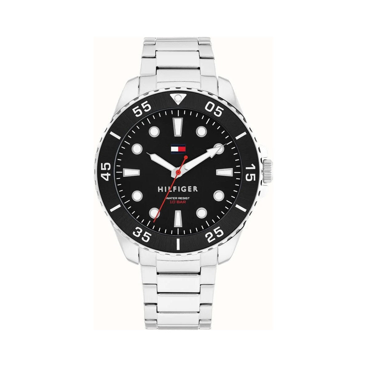 Tommy Hilfiger Mens Oceanic Black Dial Bracelet Watch Stainless Steel by Tommy Hilfiger