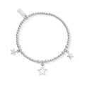 ChloBo star bracelet with 925 sterling silver beads and three star charms dangling.