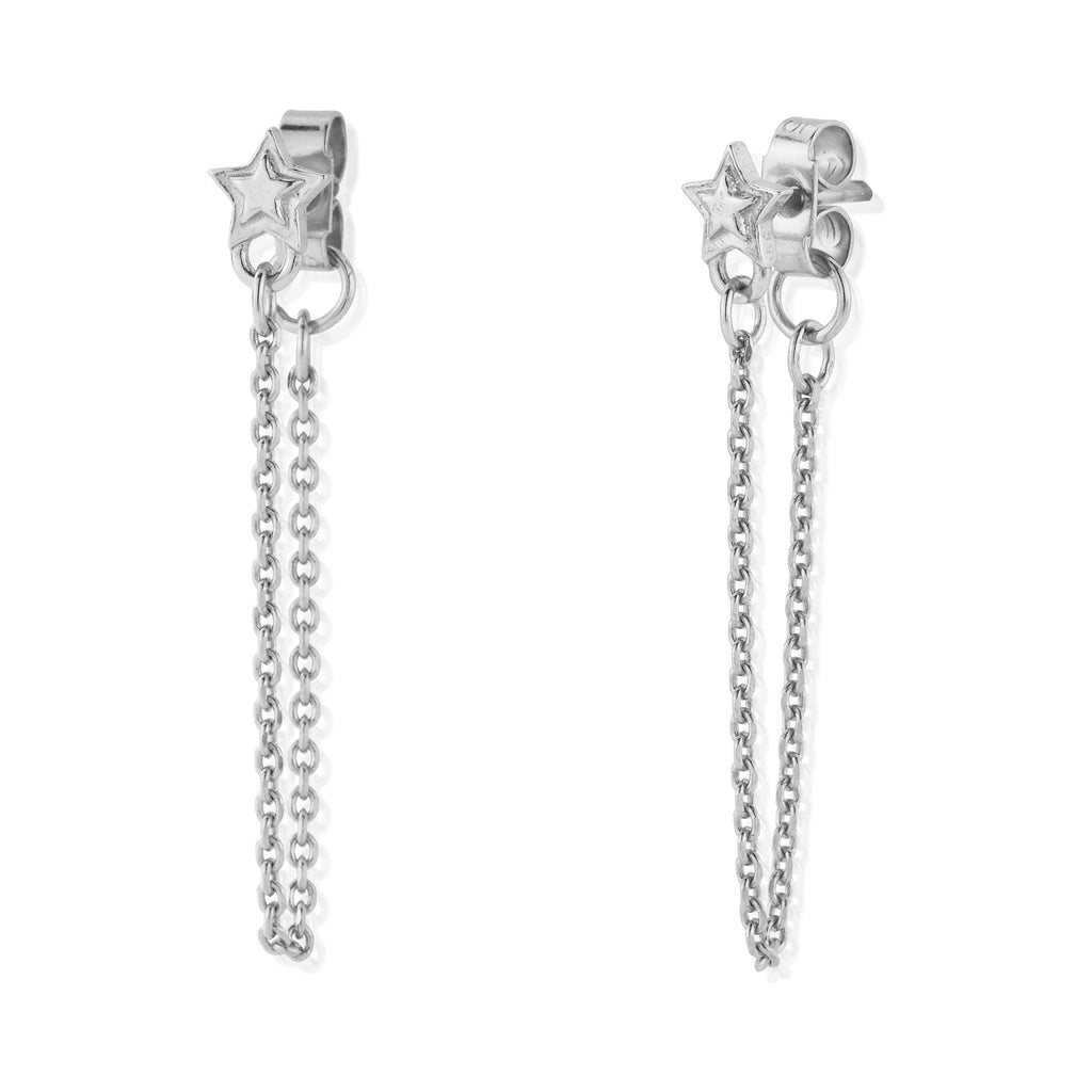 ChloBo Radiant Essence Chain Stud Earrings Silver