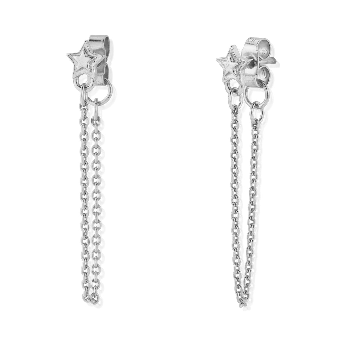 ChloBo Radiant Essence Chain Stud Earrings Silver