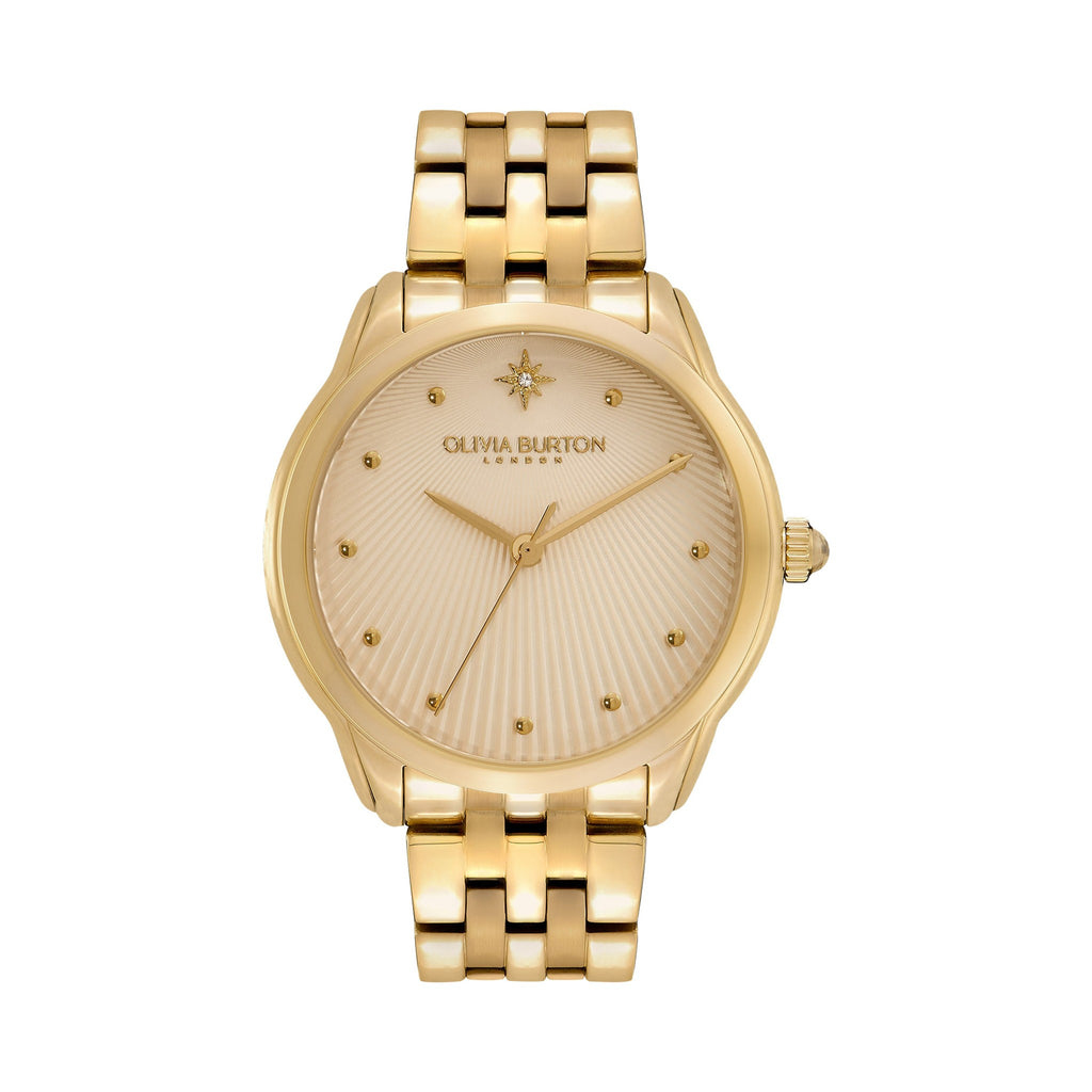 Olivia Burton Starlight gold watch. Ladies bracelet watch featuring elegant face design.