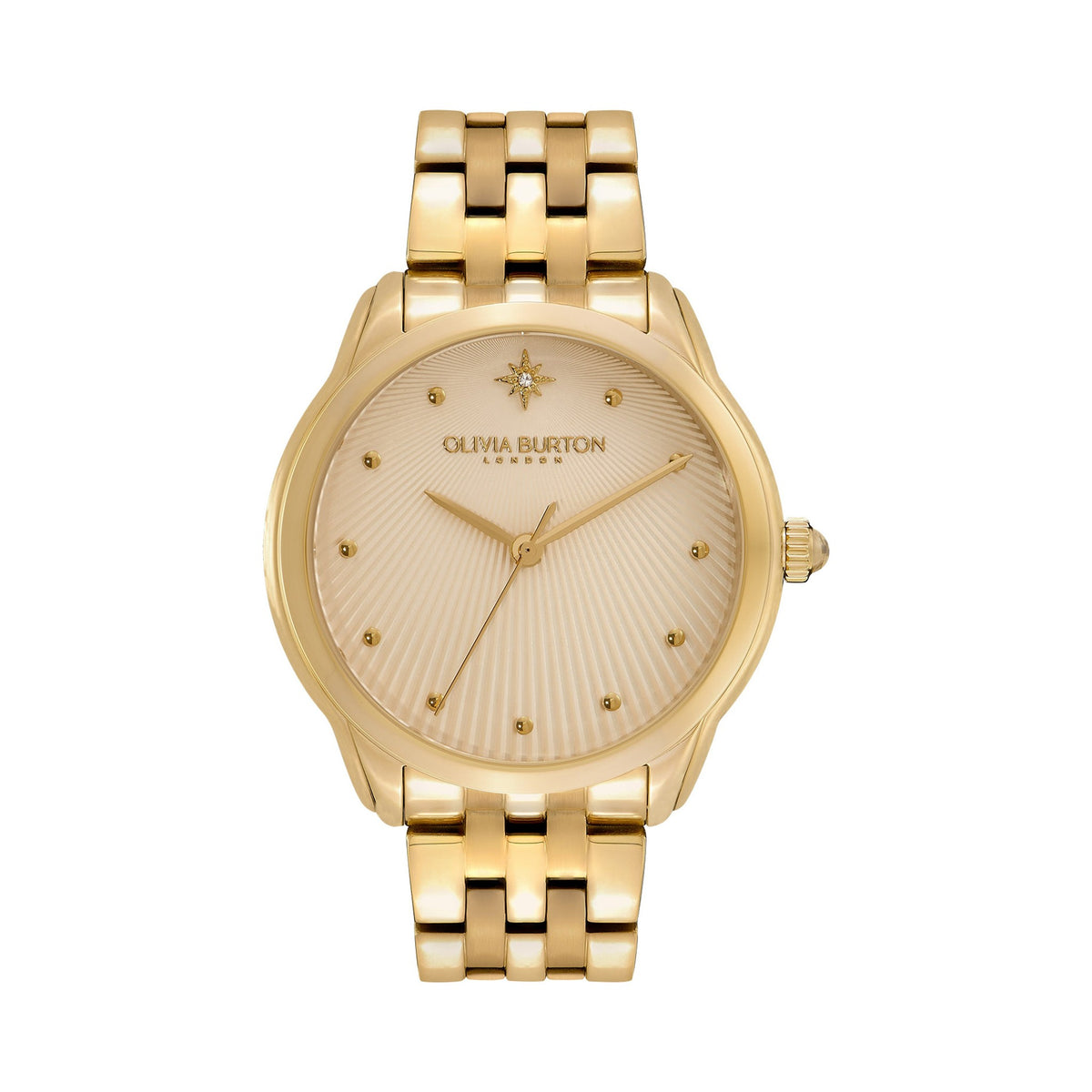 Olivia Burton Starlight gold watch. Ladies bracelet watch featuring elegant face design.