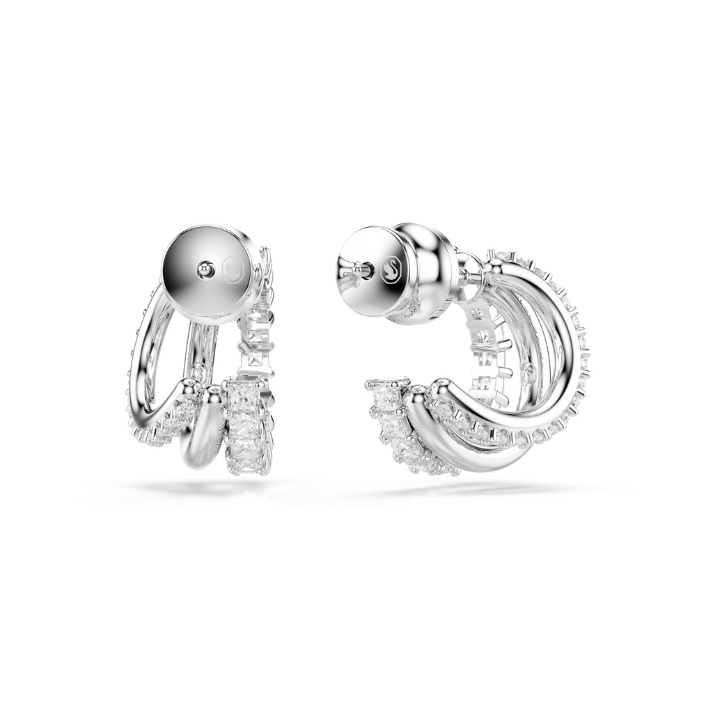 Swarovski Hyperbola Three Mini Loop Mixed Cuts Hoop Earrings — view 3