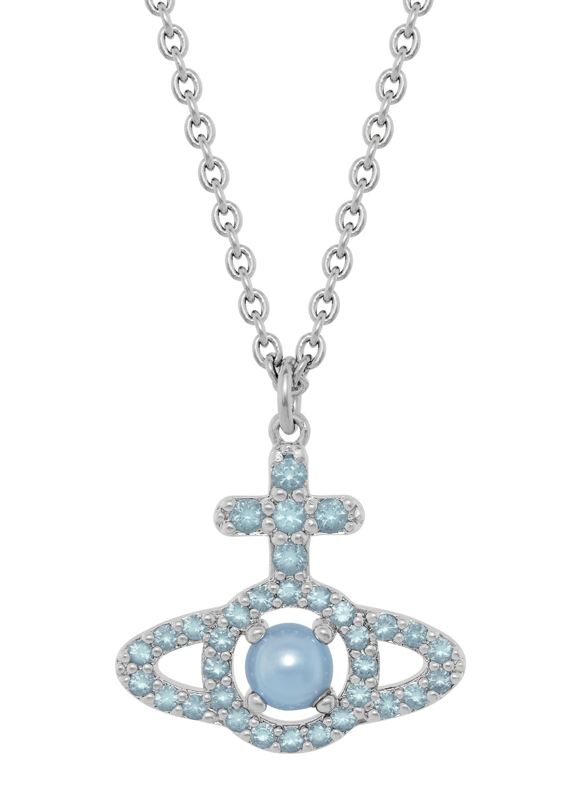 Vivienne Westwood Olympia Light Blue Pearl Pendant Necklace
