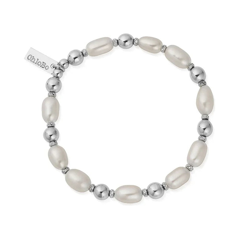 ChloBo Ocean Pearl Bracelet, a white pearl and silver bracelet from ChloBo, available at OD’s Jewellers in St Helens.