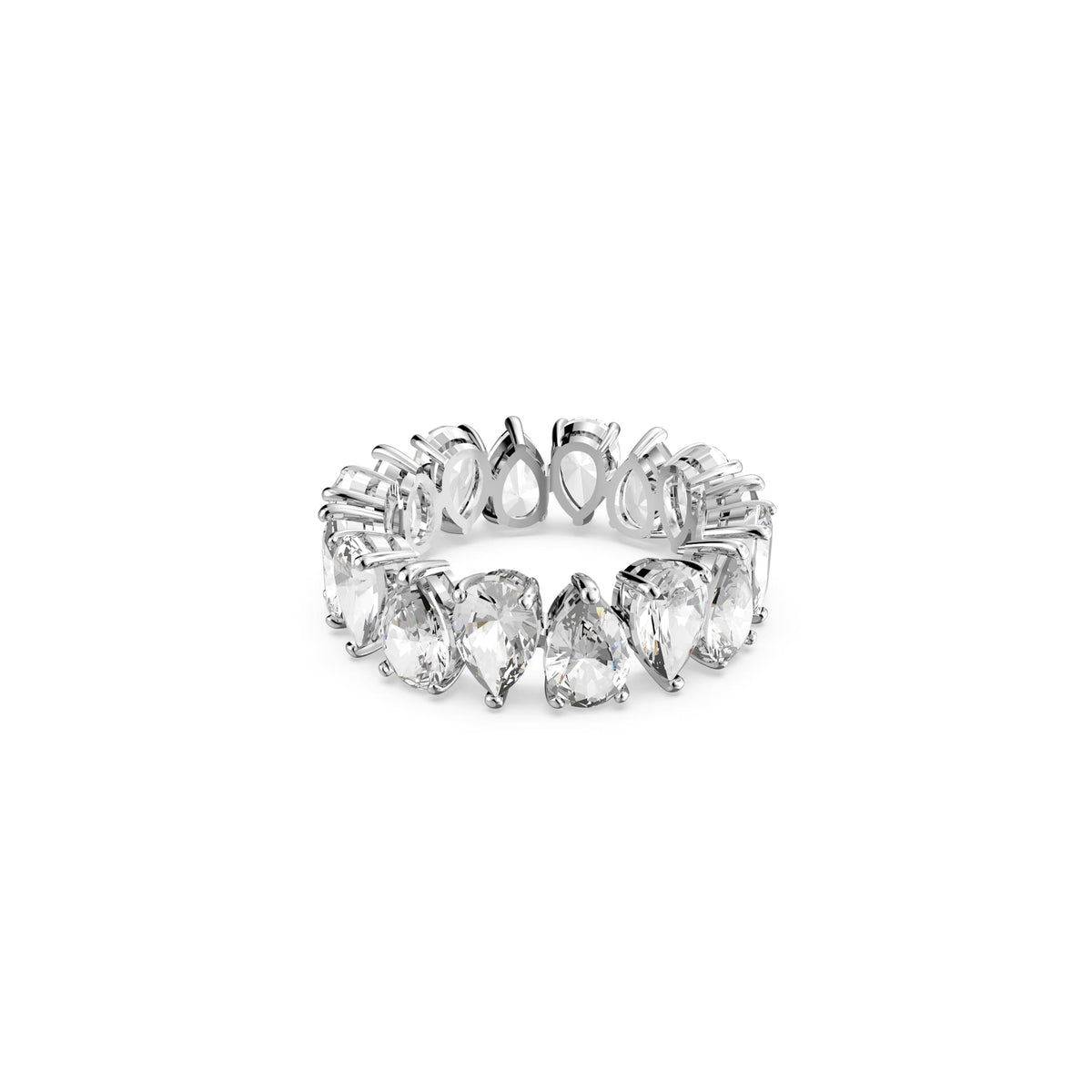 Swarovski Vittore Pear Shaped White Crystal Ring Rhodium Plated