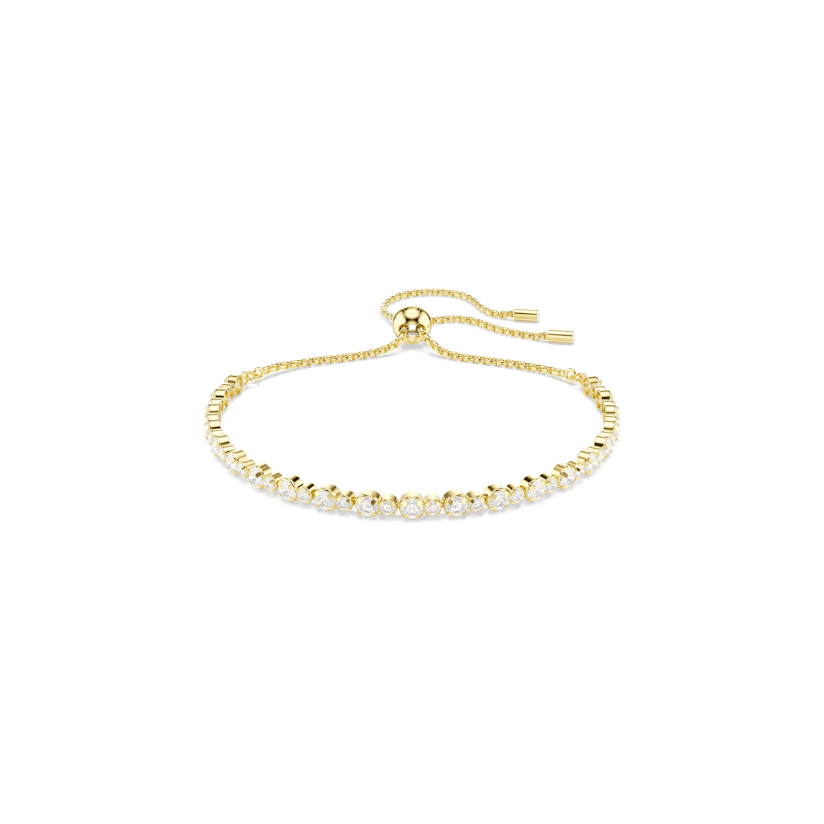 Swarovski Matrix Tennis Bracelet Round Cut, White, Gold-tone Plated