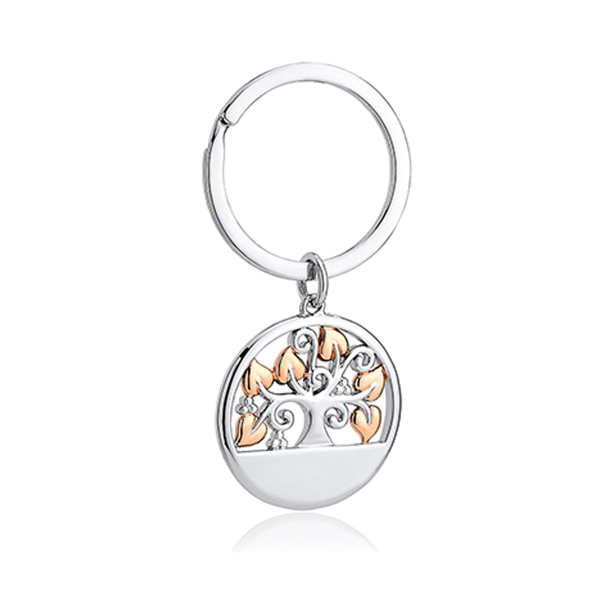 The Clogau Tree Of Life Key Ring, a silver with rose-gold accents metal jewelry from Clogau, available at OD’s Jewellers in St Helens.