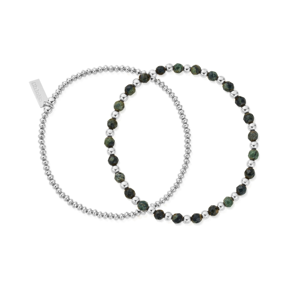 ChloBo men's bracelet set featuring Kambala Jasper beads and sterling silver beads, stylish and durable.