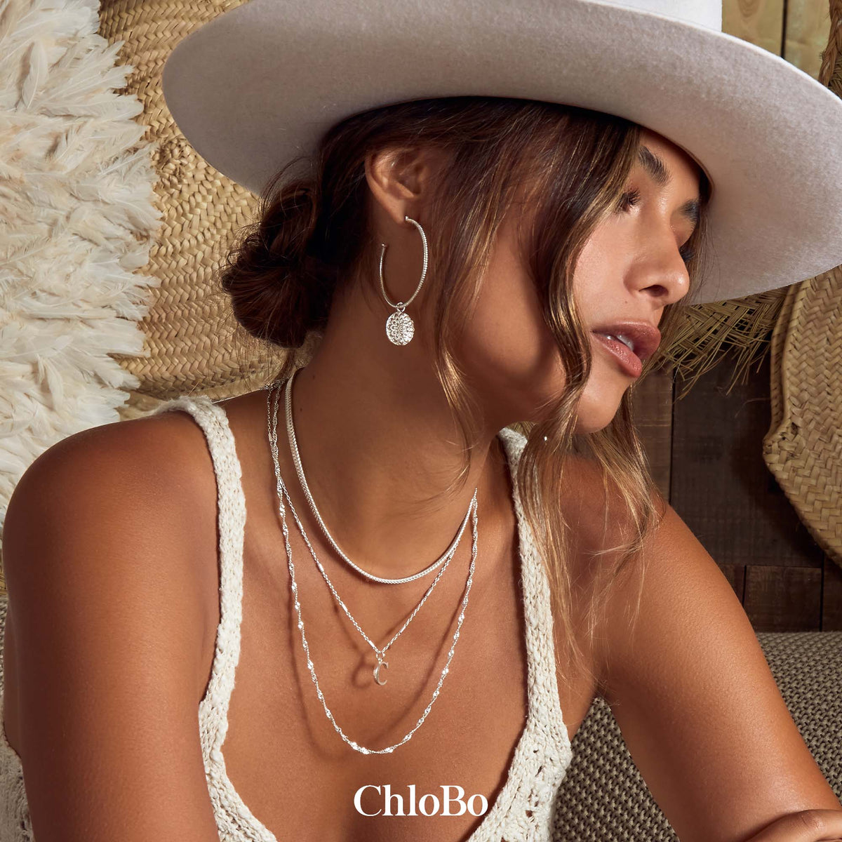 ChloBo earring lifestyle worn on model