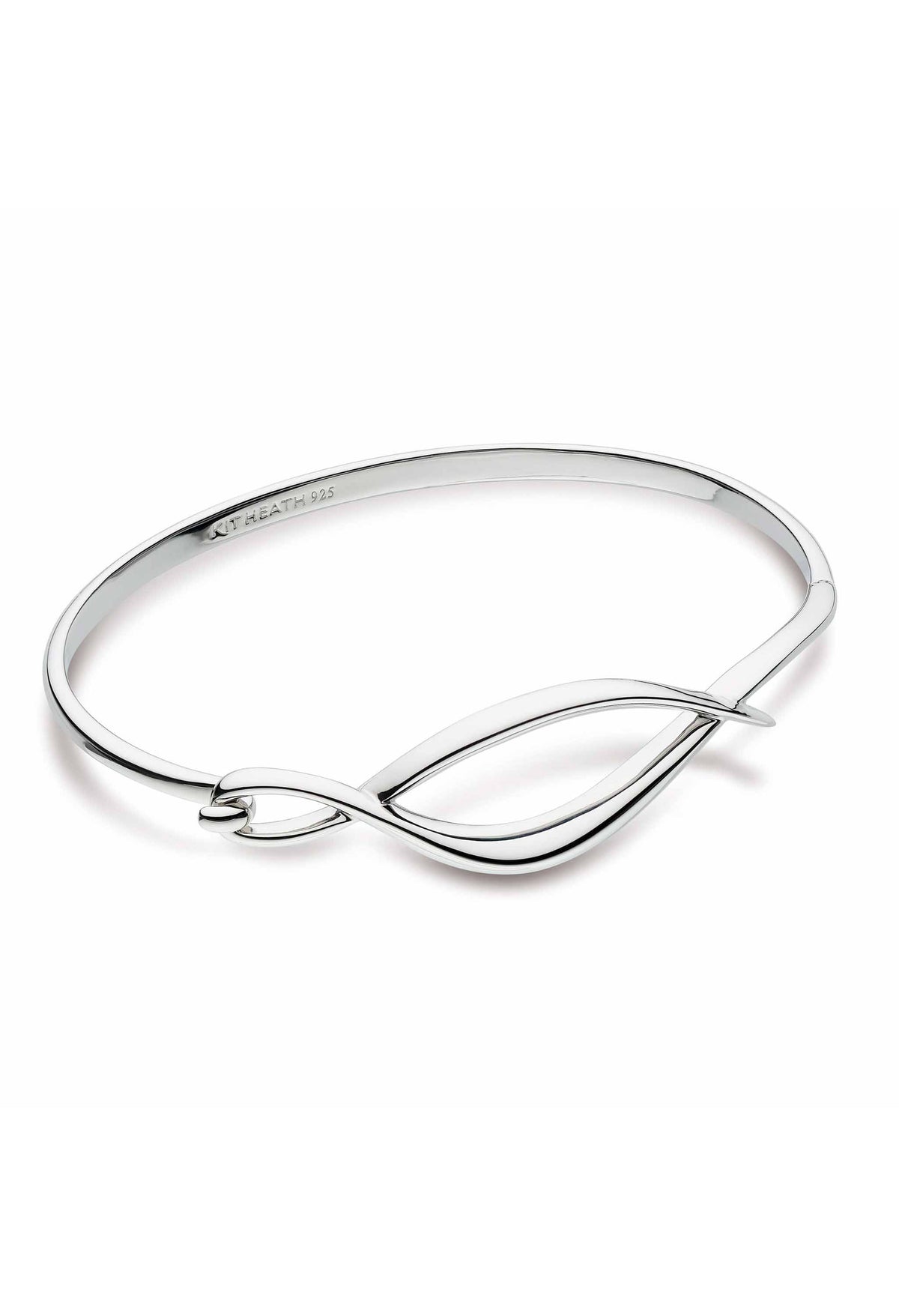 The Kit Heath Entwine Twine Twist Hinged Bangle, a silver bracelet from Kit Heath, available at OD’s Jewellers in St Helens.