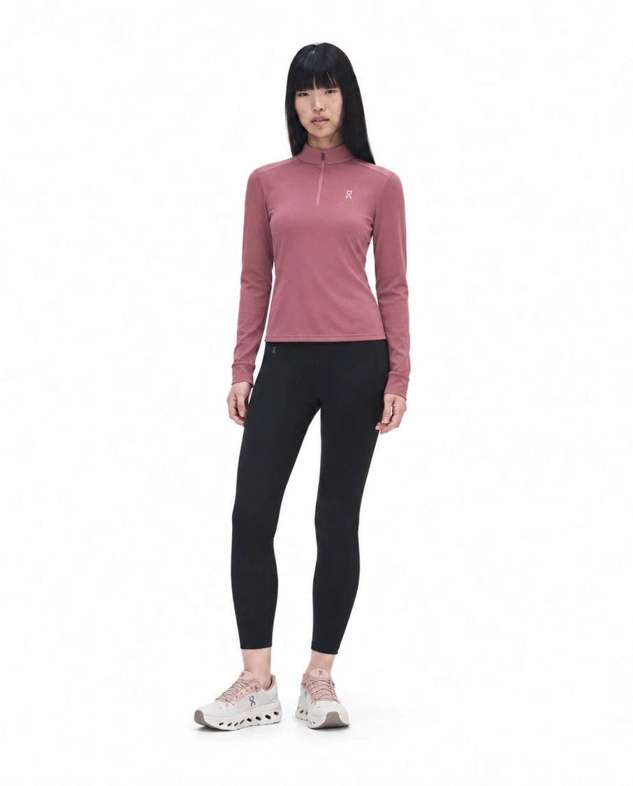 Women's On Running Core 1/4 Zip 1 Barberry & Train Leggings Set